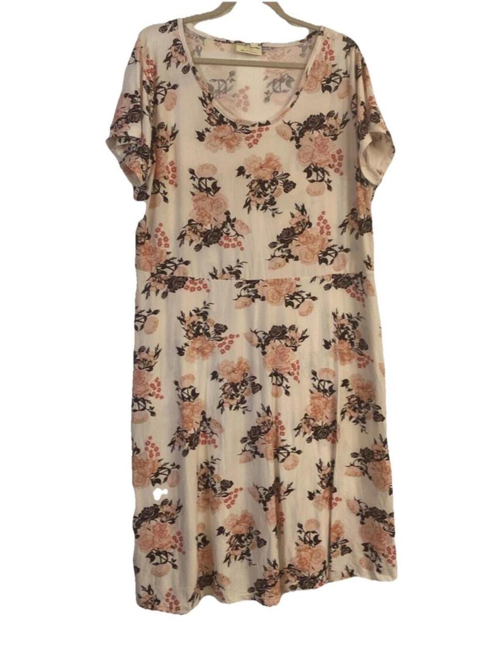 BOBBY BROOKS Short Sleeve Pullover Round Neck Dress/Flare Skirt, Jeweled Nck 2XL